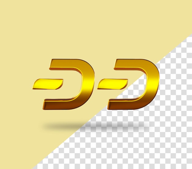 PSD cryptocurrency dash gouden munt rendering icoon