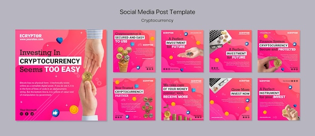 Cryptocurrency design template of social media post