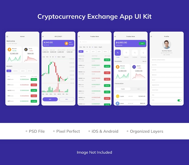 Cryptocurrency exchange app ui kit