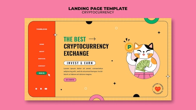 Cryptocurrency exchange landing page template