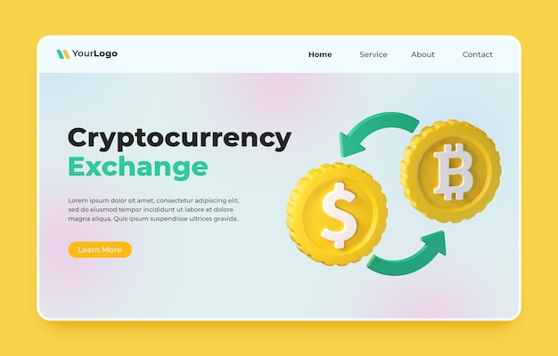 Cryptocurrency exchange landing page