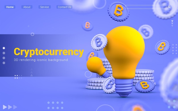 Cryptocurrency gloeilamp digitaal geld valuta 3D-weergave van reclamebanner sjabloon poster