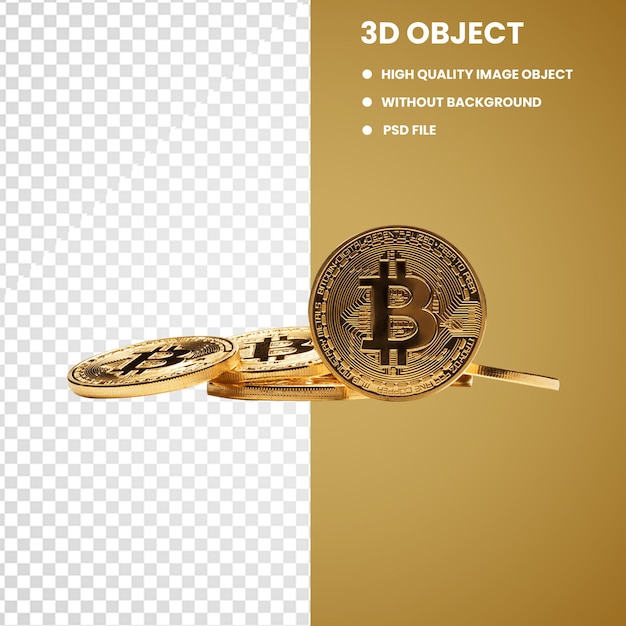 Cryptocurrency golden coins with bitcoin