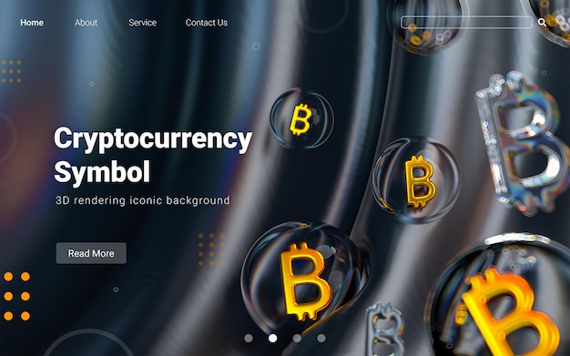 PSD cryptocurrency icoon binnen bubble geometrische vormen op kleurrijke abstracte donkere achtergrond 3d render
