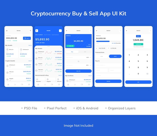 Cryptocurrency kopen verkopen app ui kit