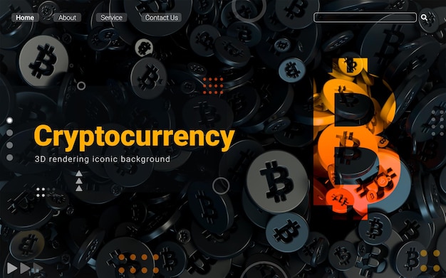 cryptocurrency sign dark abstract iconic background web and social banner advertisement 3d render