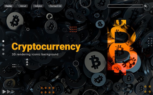 cryptocurrency sign dark Abstract iconic background Web and social banner Advertisement 3d render