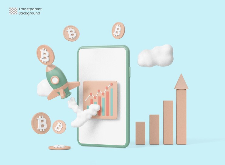 PSD cryptocurrency trading to the moon or bitcoin buy, sell, with mobile finance business investment.