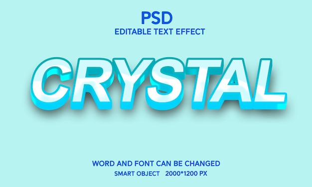 Effetto di testo modificabile crystal 3d con sfondo