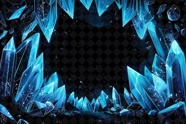 PSD crystal cave arcane frame met glinsterende kristallen en stala neon color frame y2k art collection