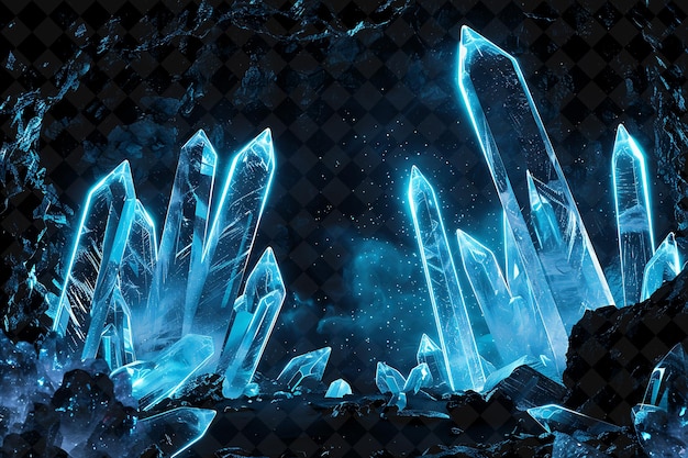 PSD Кристальная пещерная арканная рама с блестящими кристаллами и светящимся неоновым цветом рама художественная коллекция y2k