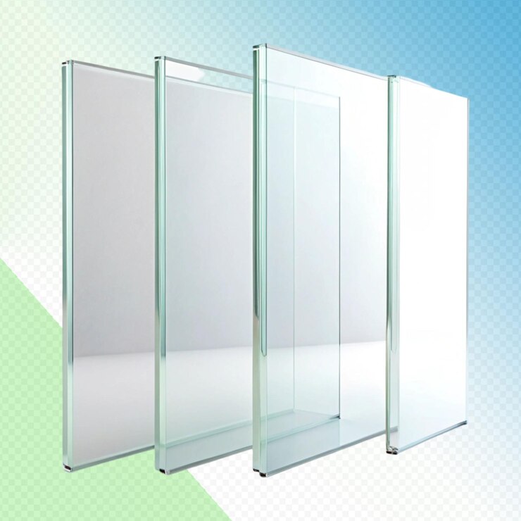 PSD crystal clear panels on transparent background