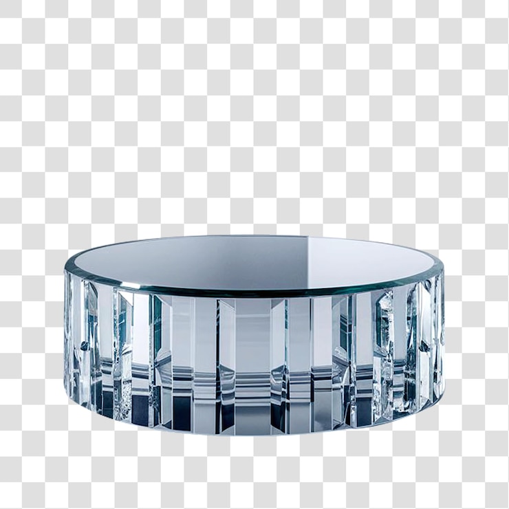 PSD a crystal glass round podium for advertising purposes isolated on a transparent background
