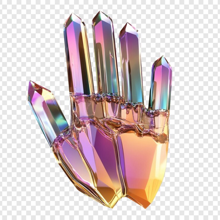 PSD crystal hand iridescent gemstone art magical hand gesture