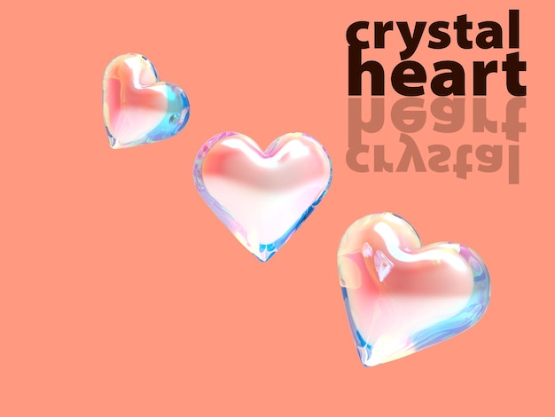 crystal hearts valentine pink psd