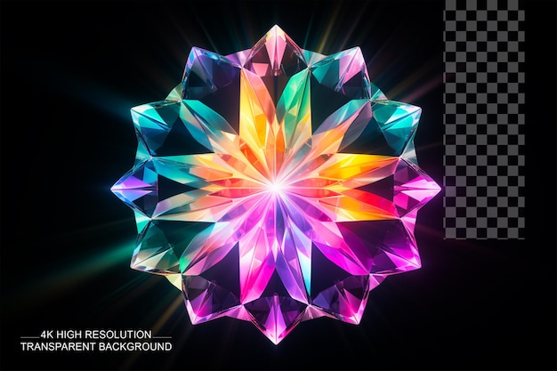 PSD crystal kaleidoscope glow craft a visual kaleidoscope with radiant alluretransparent background