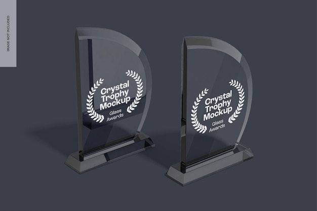 Crystal trophies mockup, perspective