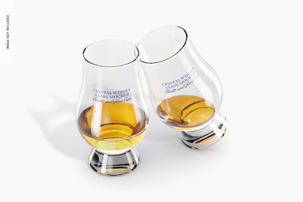 Crystal whisky glasses mockup