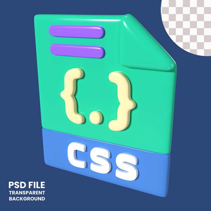 PSD css file 3d illustration icon