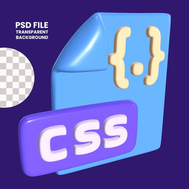 CSS-tiedoston 3D-kuvitusikoni