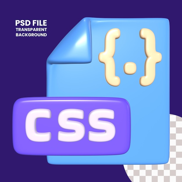CSS-tiedoston 3D-kuvitusikoni