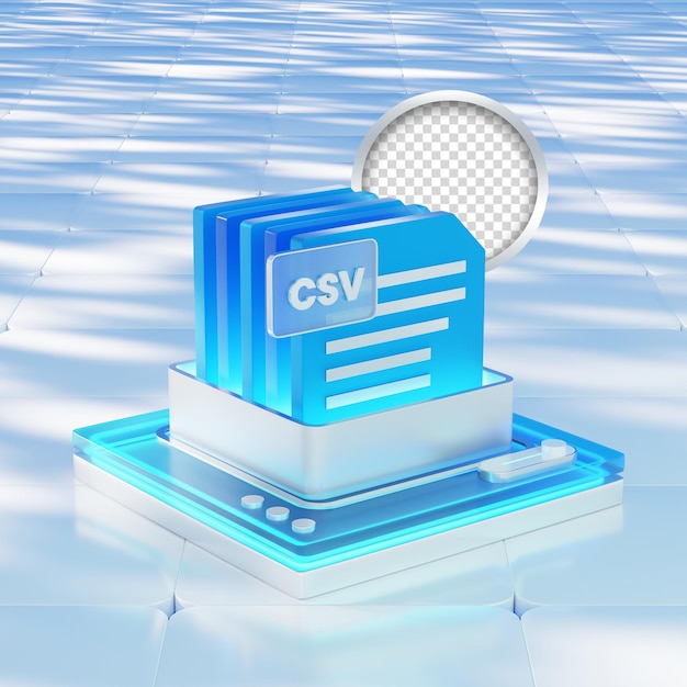 Csv-bestanden technologie 3D-icoon met een blauw documentpapier