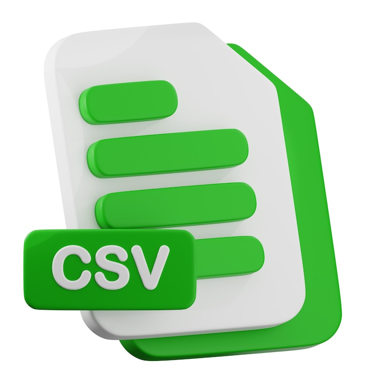 PSD csv file icon with document and label