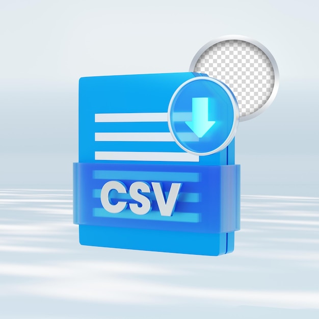 csv files format 3d illustration and blue arrow