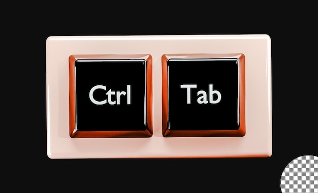 ctrl tab key 3d render with transparent background