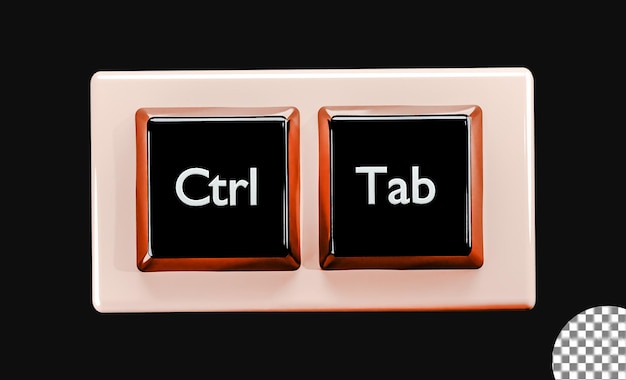 PSD ctrl tab key 3d render with transparent background