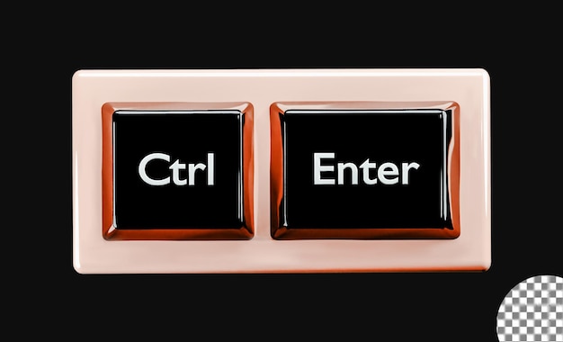 ctrl tab key 3d render with transparent background