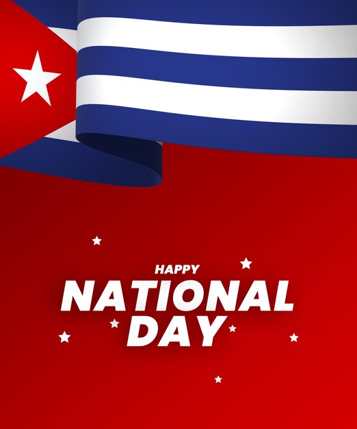 PSD cuba flag element design national independence day banner ribbon psd