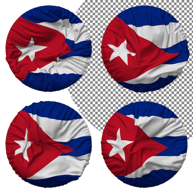Cuba Flag Round Shape Isolated Different Waving Style Bump Texture 3D Rendering