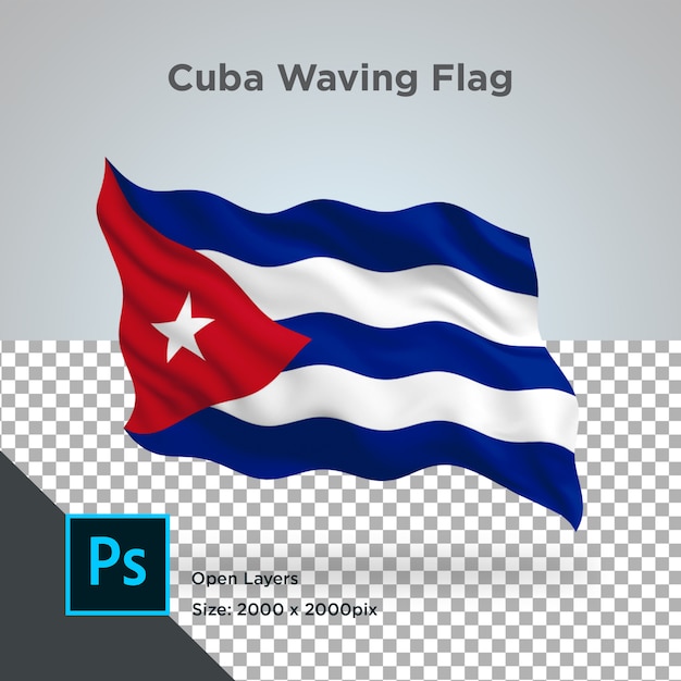 PSD cuba flag wave transparent psd