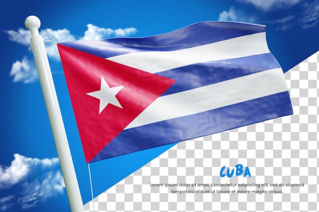 PSD cuba bandiera realistica 3d rendering isolato o 3d cuba sventola bandiera illustrazione