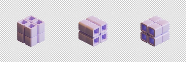 Cube 3D Render Design Element 02
