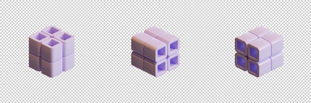 PSD cube 3d render design element 02