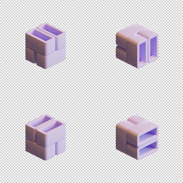 Cube 3d render design element 08