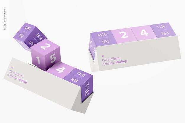 Cube infinite calendar mockup, zwevend