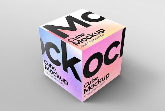 PSD cube mockup for branding and advertising presentations