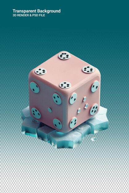 PSD a cube with dice and bubbles on it