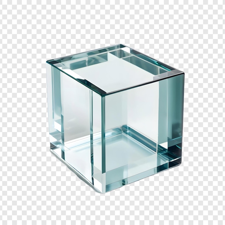 PSD a cube with a glass box on it that says  glass
