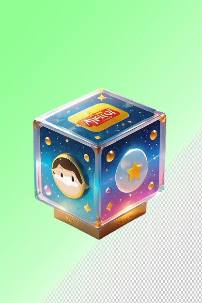 A cube with the word satellite on it