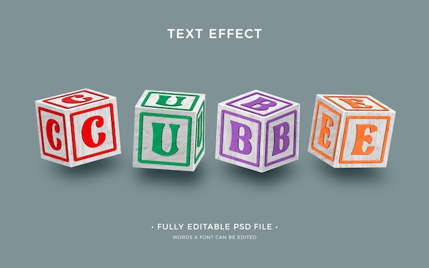 PSD cubes text effect