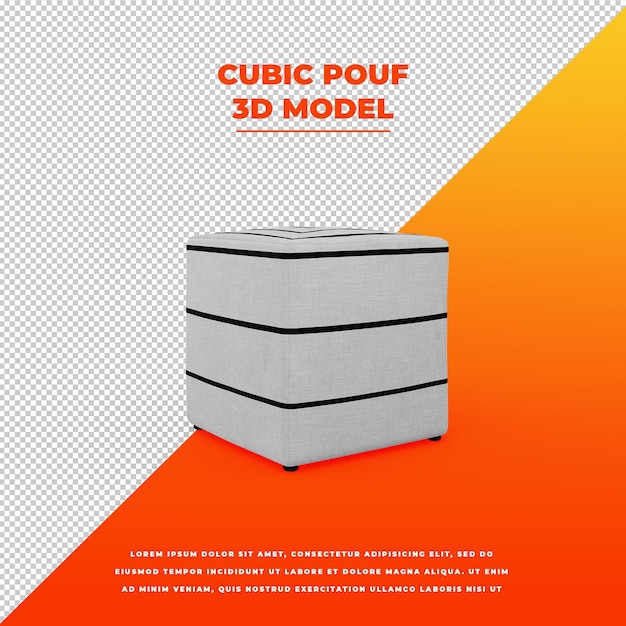 PSD cubic pouf isolated 3d model