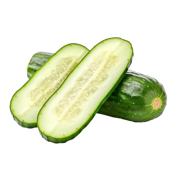 Cucumber slices isolated on the transparent background created with generative ai