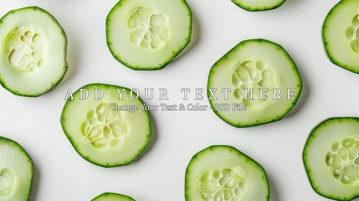 PSD cucumber slices pattern on a white background