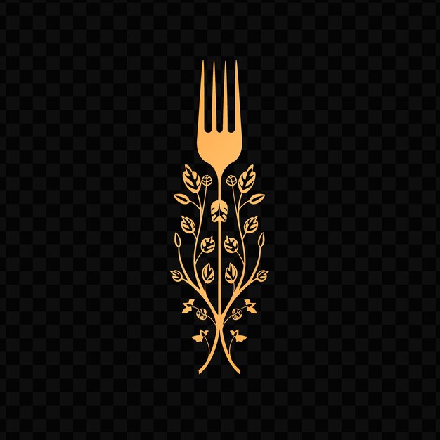 PSD culinary ivy fork logo with decorative tines and savory vine psd vector craetive simple design art