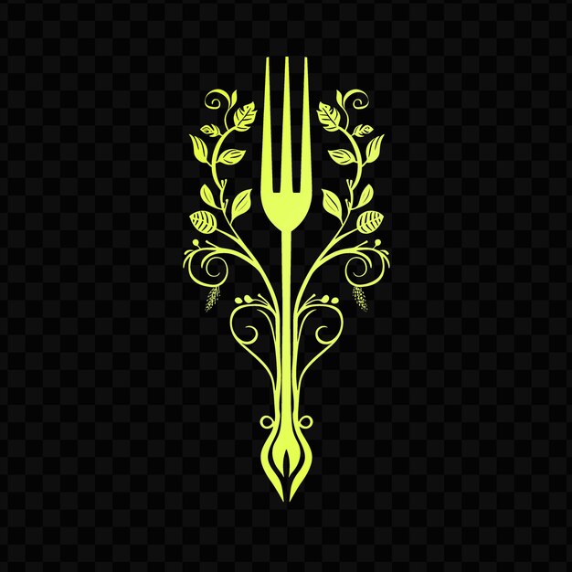 PSD culinary ivy fork logo with decorative tines and savory vine psd vector craetive simple design art