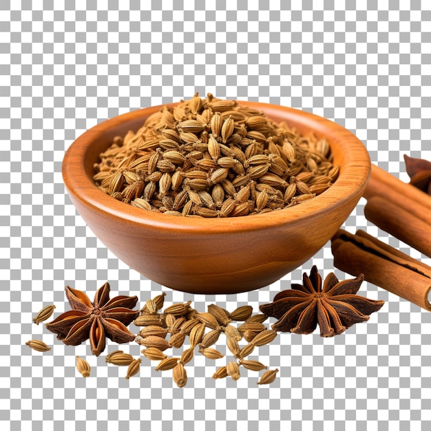 Cumin powder on transparent background